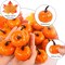 42 PCS Artificial Pumpkins Sets, 12PCS Mini Fake Pumpkins with 30PCS Lifelike Maple Leaves Faux Pumpkins for Decorating Fall Harvest Garland Halloween DIY for Crafts Thanksgiving Decorations